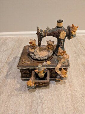 San Francisco Music Box Mice on a Sewing Machine Animated Figure